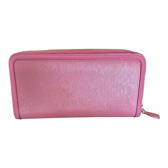 Prada Purse Zip Around Leather Ribbon Long Wallet Pink EUC - Picture 2 of 9